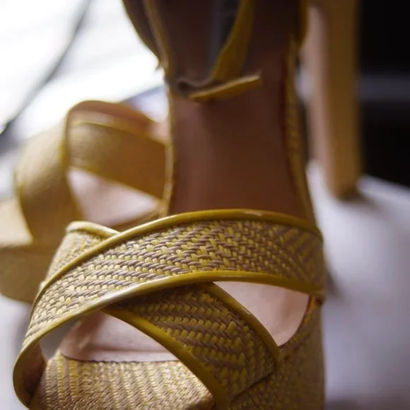 Steve Madden heels prada size 9 tropical havana yellow - Picture 6 of 10